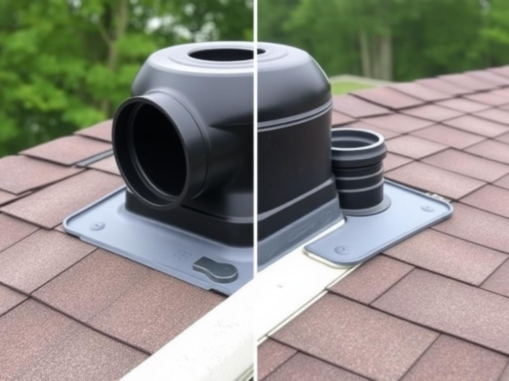 freshly sealed pipe boot after a roof leak repair on a The Colony TX home