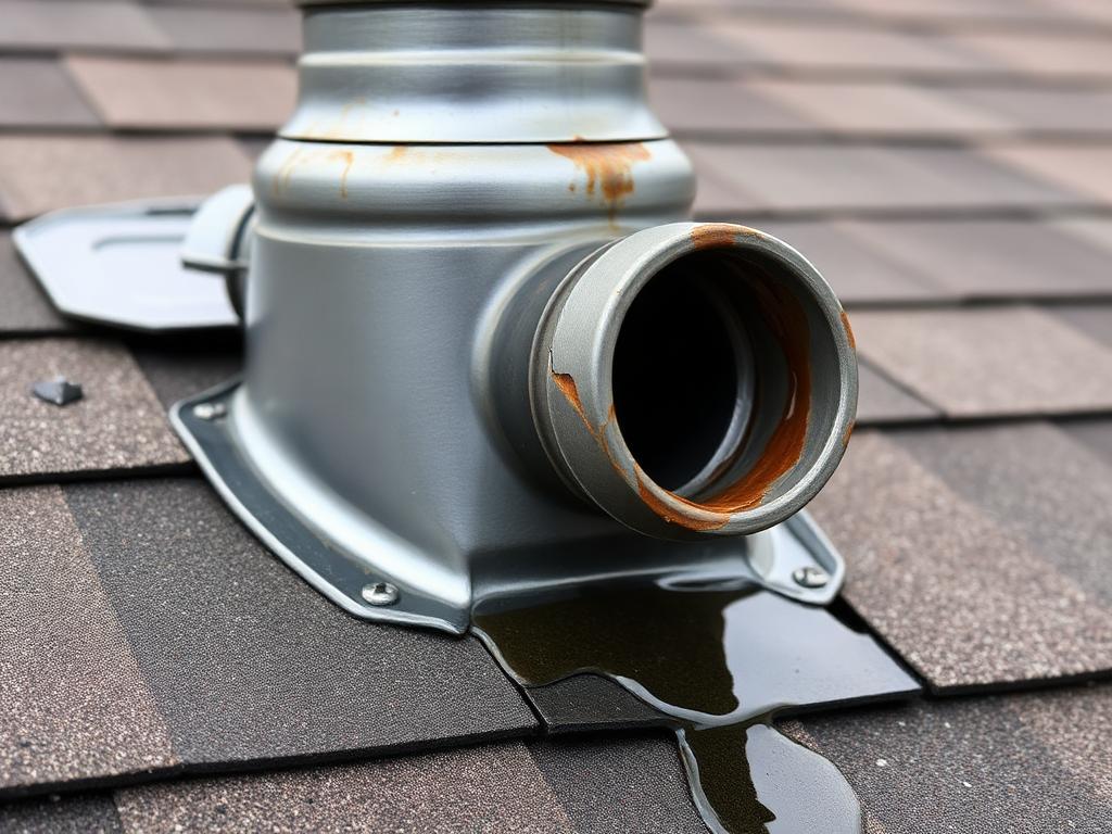 leaking cracked pipe boot on a The Colony TX residential roof before repair